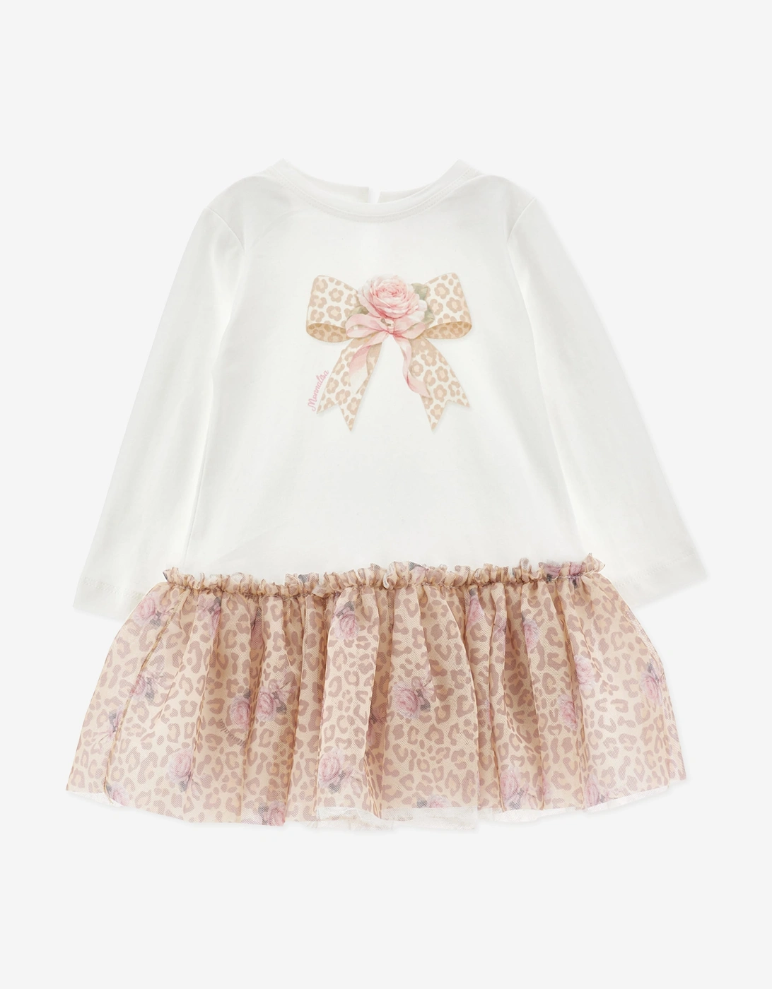 Monnalisa Baby Girls Leopard Rose Dress in Beige, 5 of 4