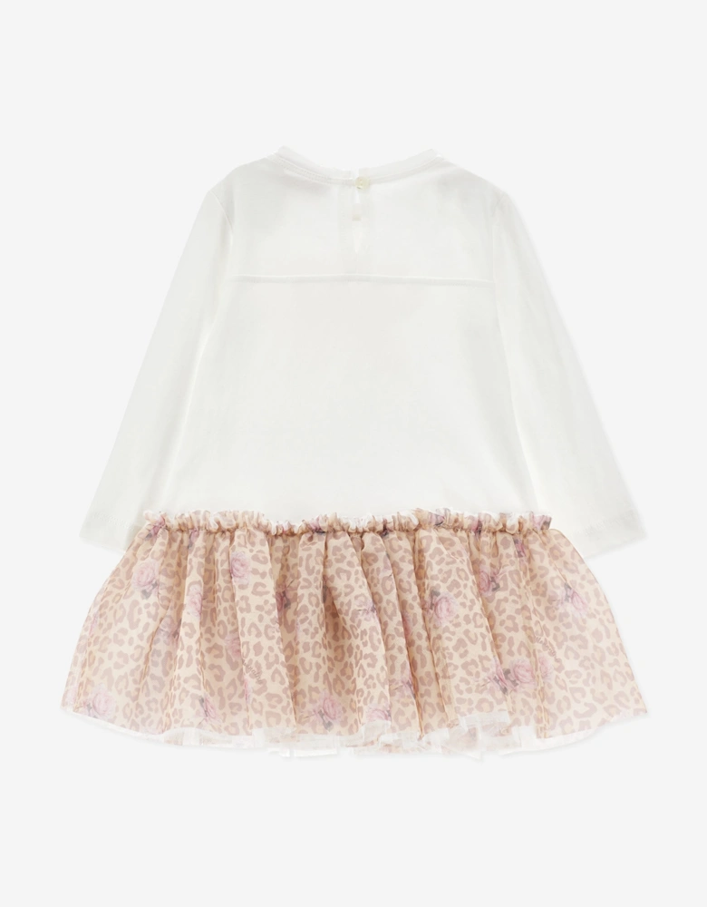 Monnalisa Baby Girls Leopard Rose Dress in Beige