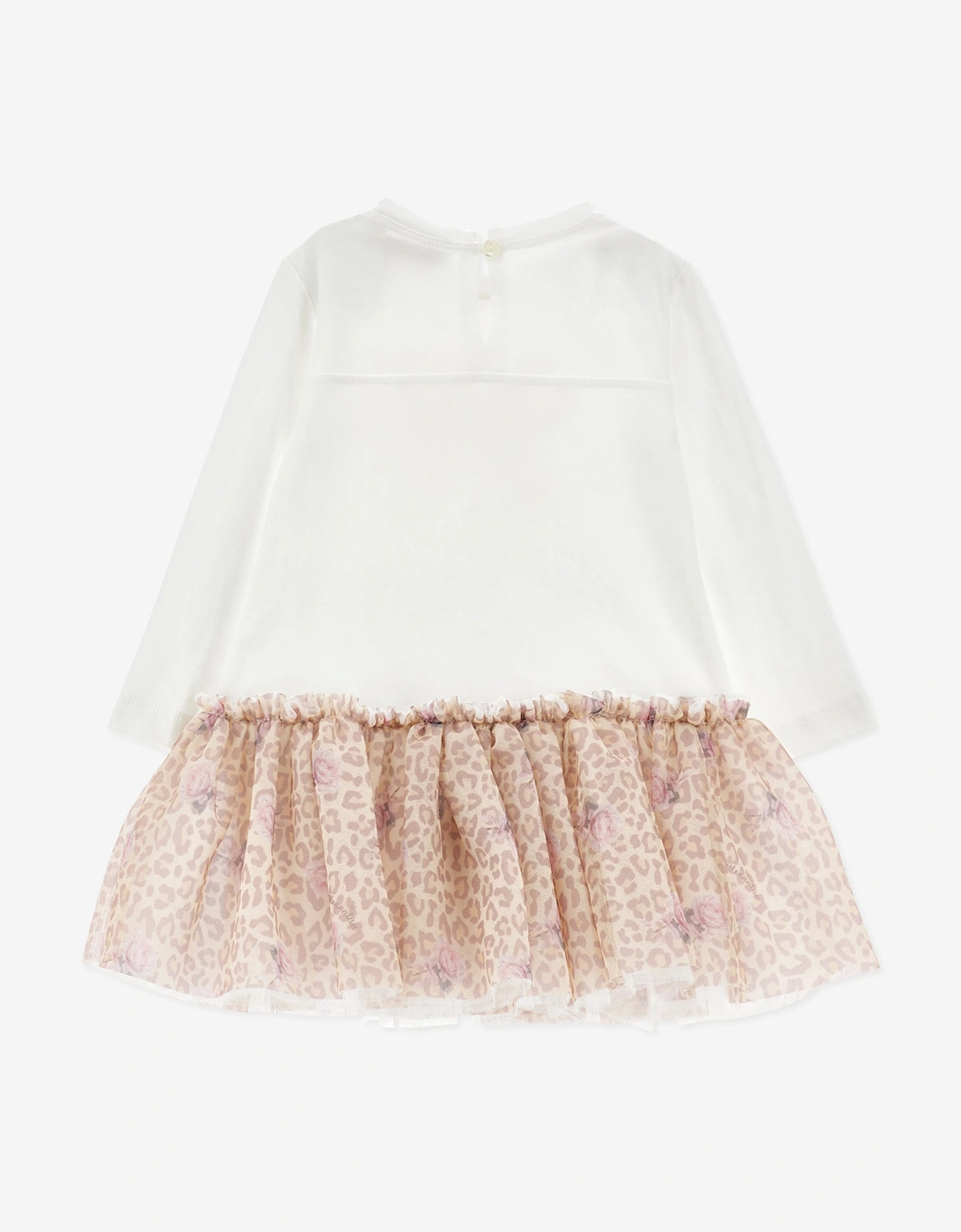 Monnalisa Baby Girls Leopard Rose Dress in Beige