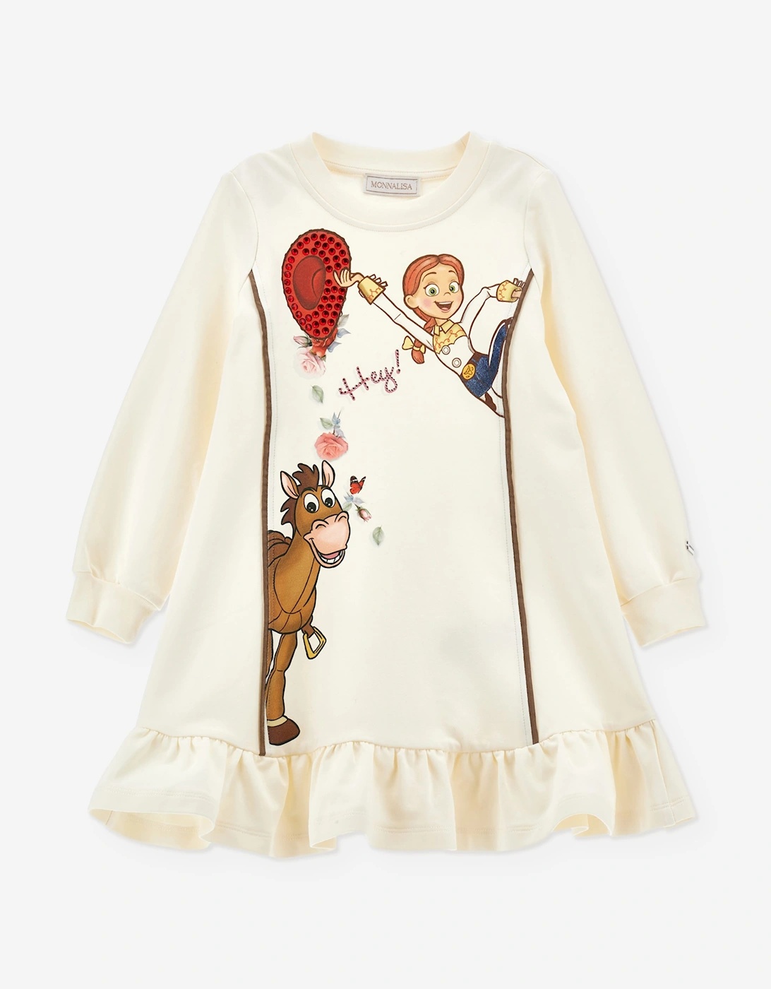 Monnalisa Girls Multi  Disney Jessie And Bullseye Sweater Dress  Ivory - Size 10 Years Kids
