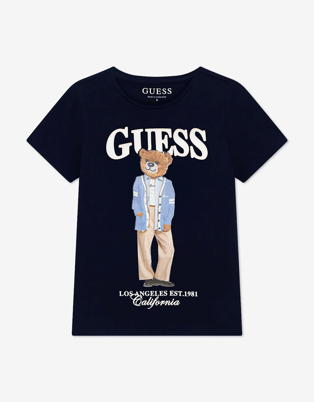 Guess Girls Bear Logo T-Shirt in Navy