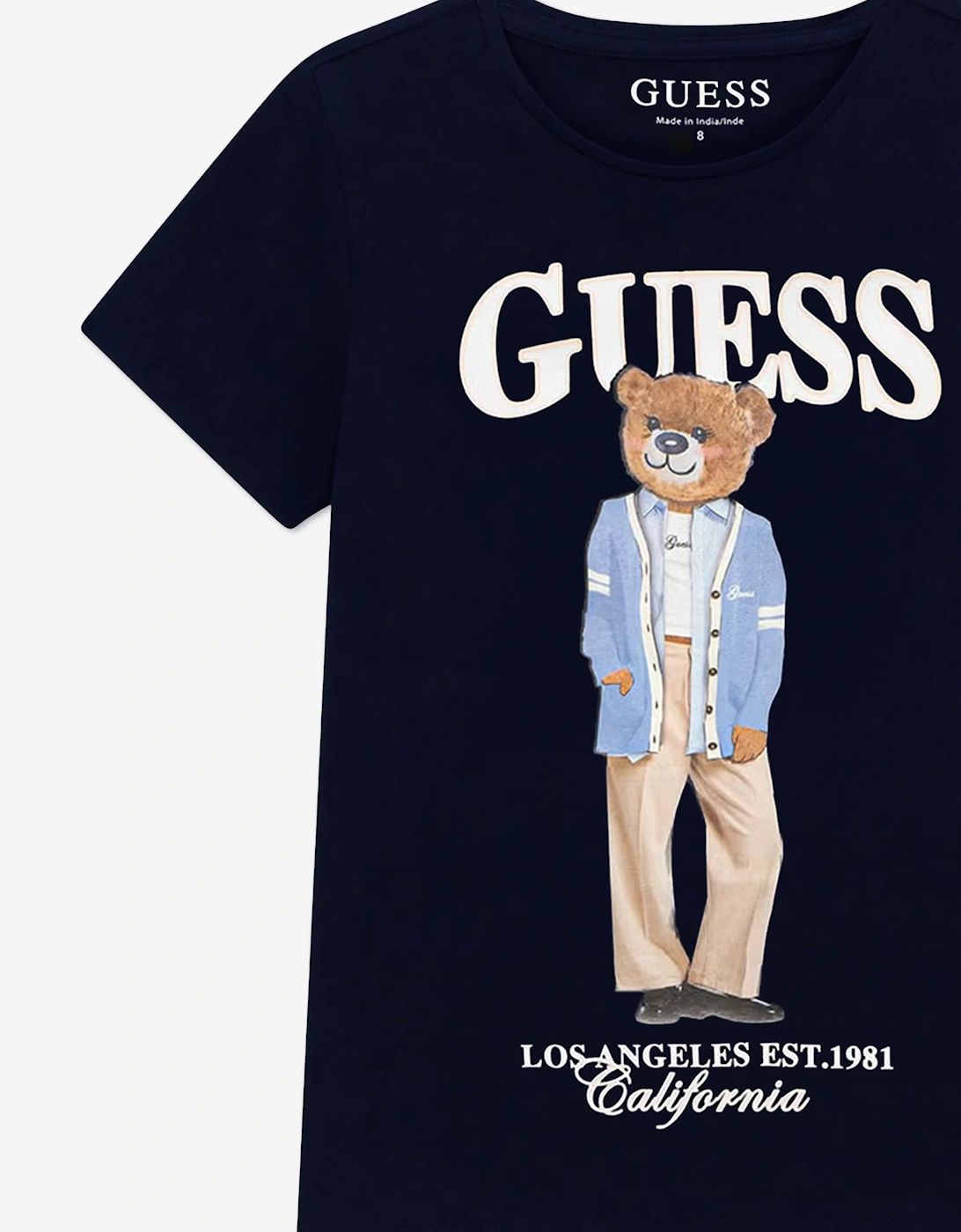 Guess Girls Bear Logo T-Shirt in Navy