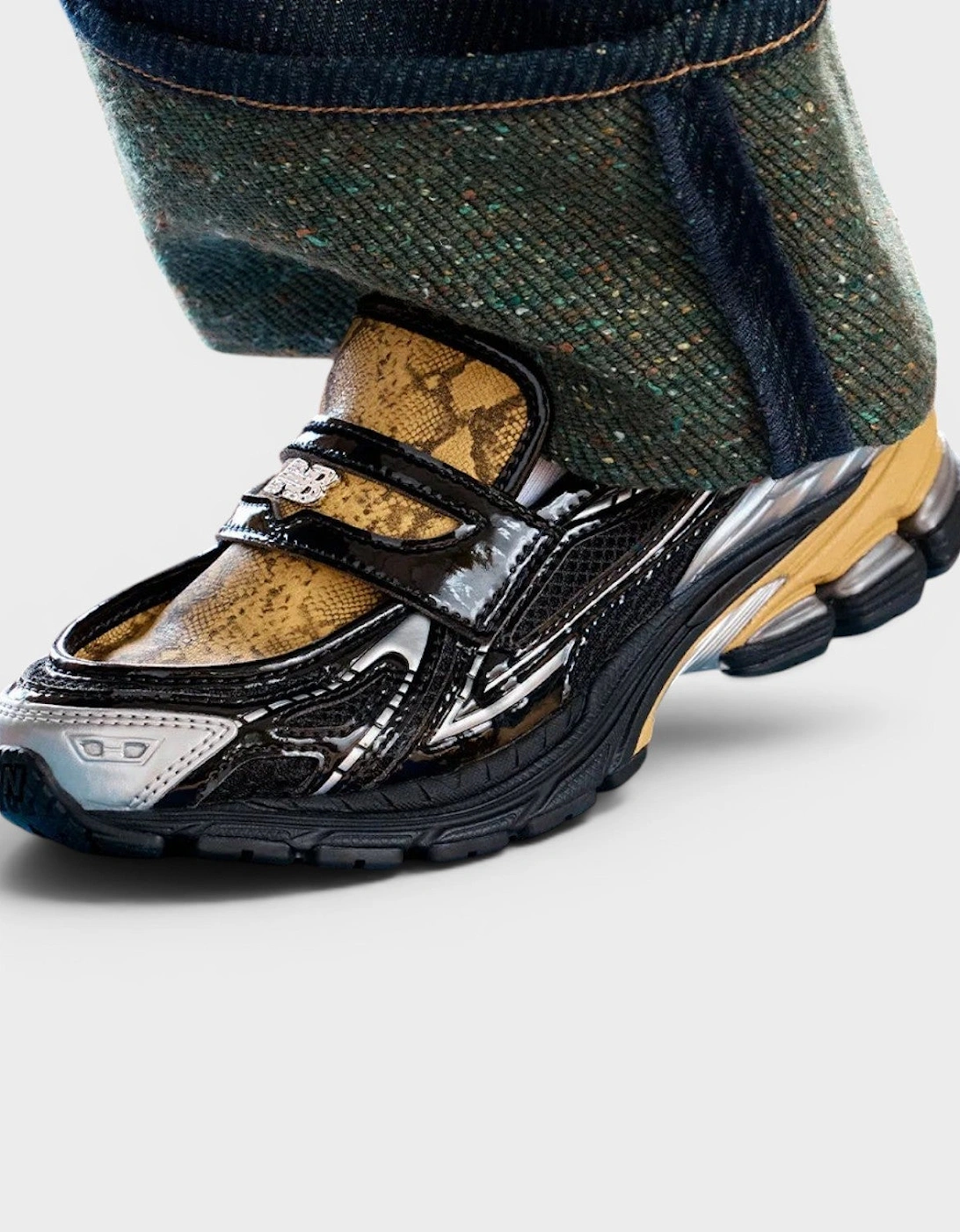 Ganni X New Balance Snake Print 1906L Loafer Sneakers