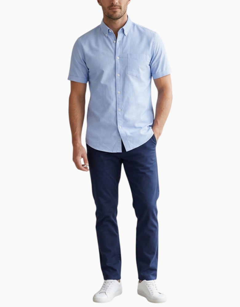 Mens Oxford Shirts Short Sleeve Plain Top Formal Shirt