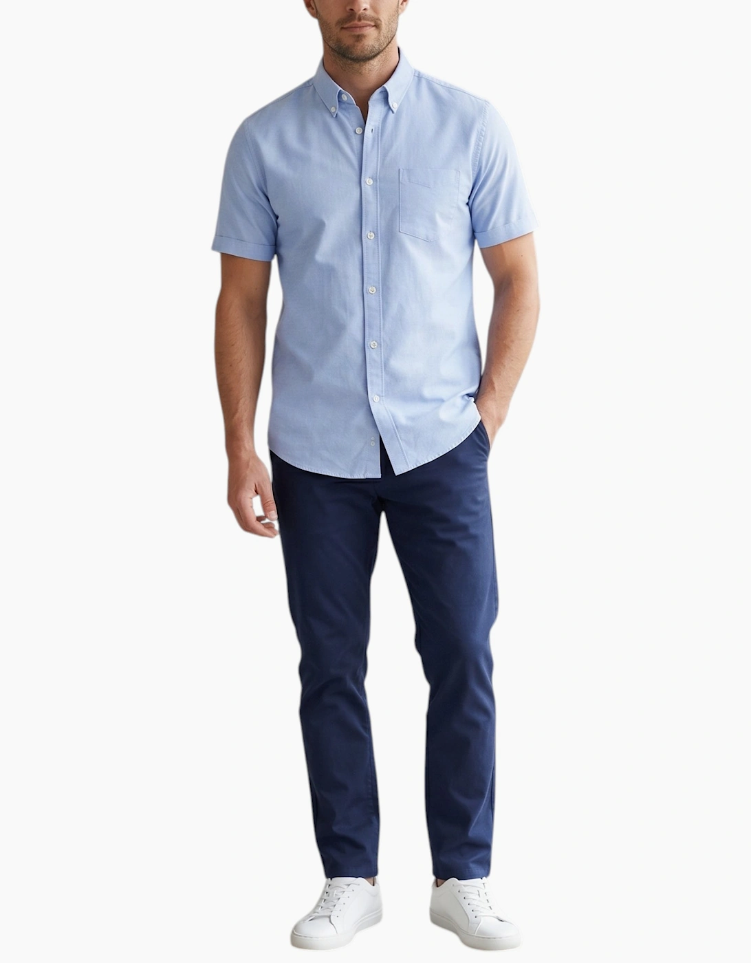 Mens Oxford Shirts Short Sleeve Plain Top Formal Shirt