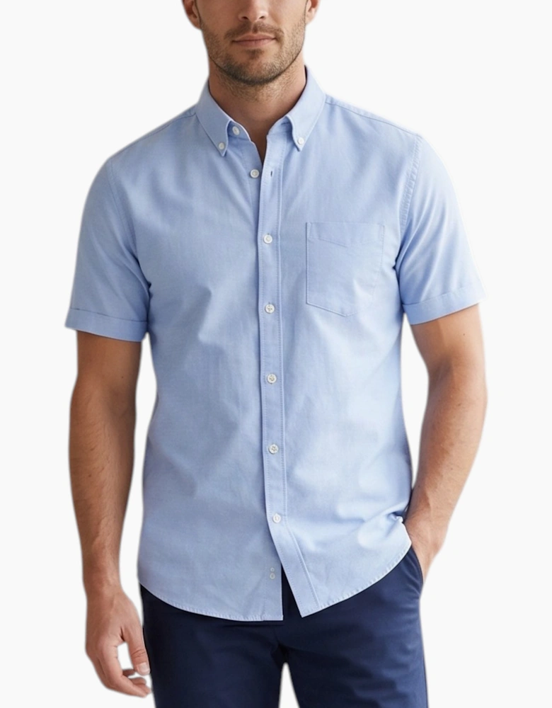 Mens Oxford Shirts Short Sleeve Plain Top Formal Shirt