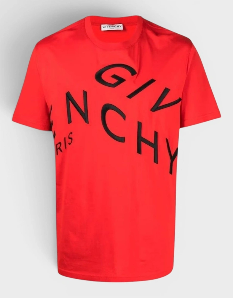 Oversized T-Shirt Refracted Embroidery Red Black
