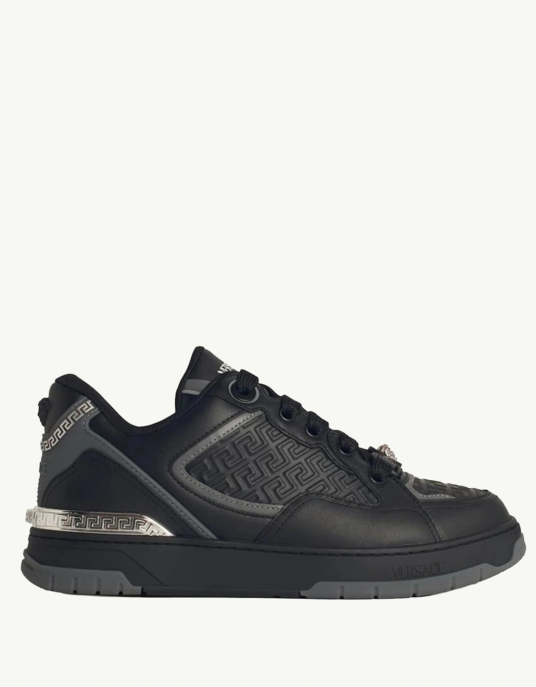 Versace Men's Black Biggie Basket Leather Sneakers - Size 10