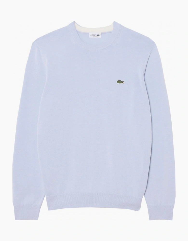 Lacoste Men's Blue Cotton Crew Neck Knit
