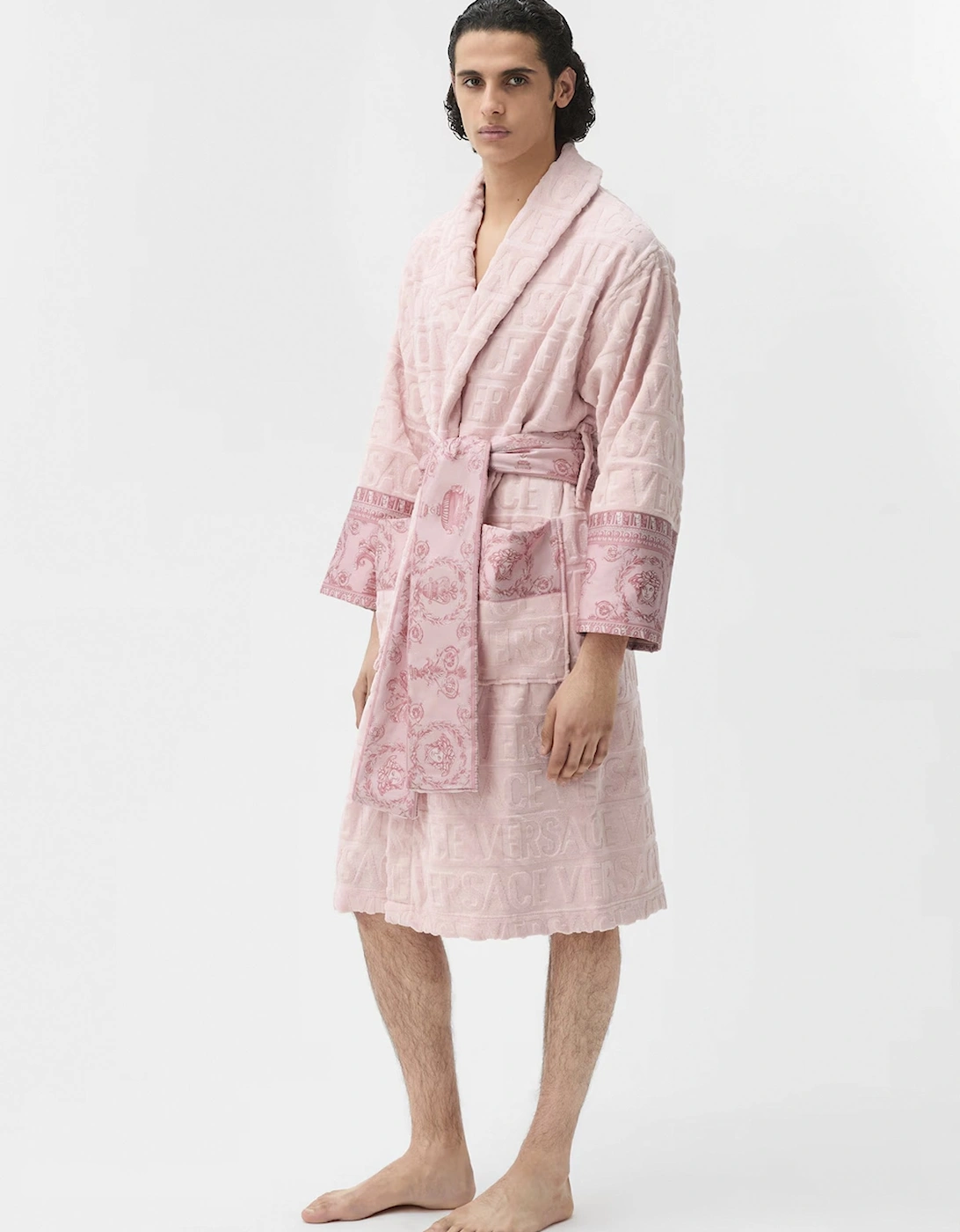 Versace Cotton Bathrobe Tonal Pink