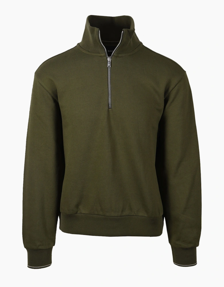 BOSS BLACK SEIDLER 55 HALF ZIP SWEATSHIRT GREEN