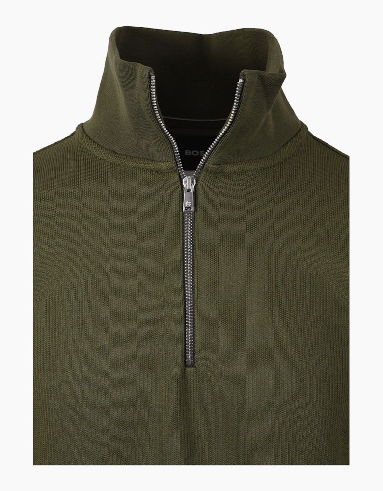 BOSS BLACK SEIDLER 55 HALF ZIP SWEATSHIRT GREEN