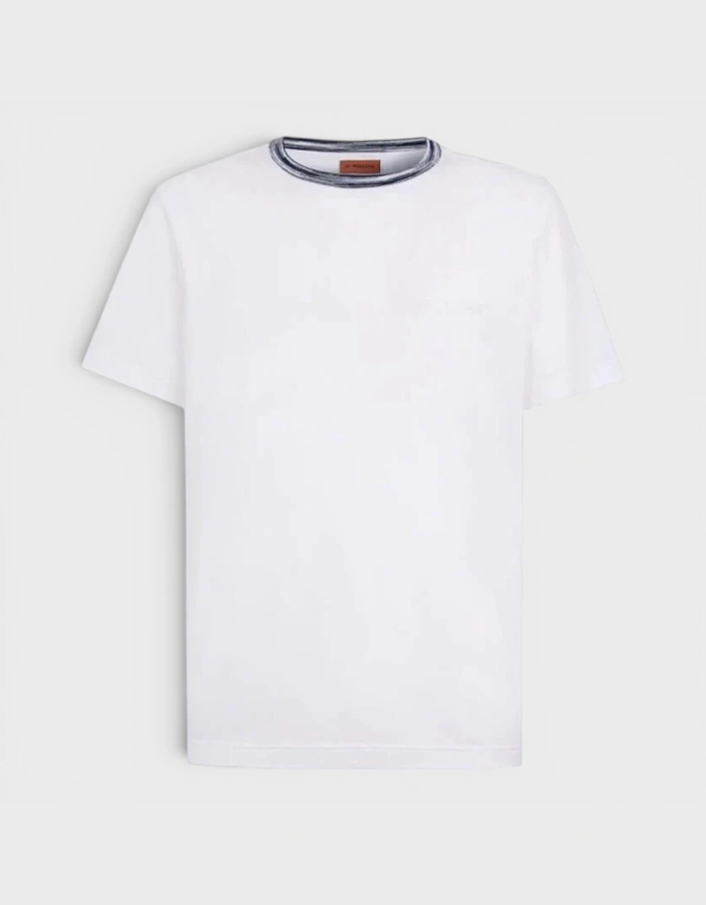 Contrast Detail T-Shirt Space Dyed Navy White