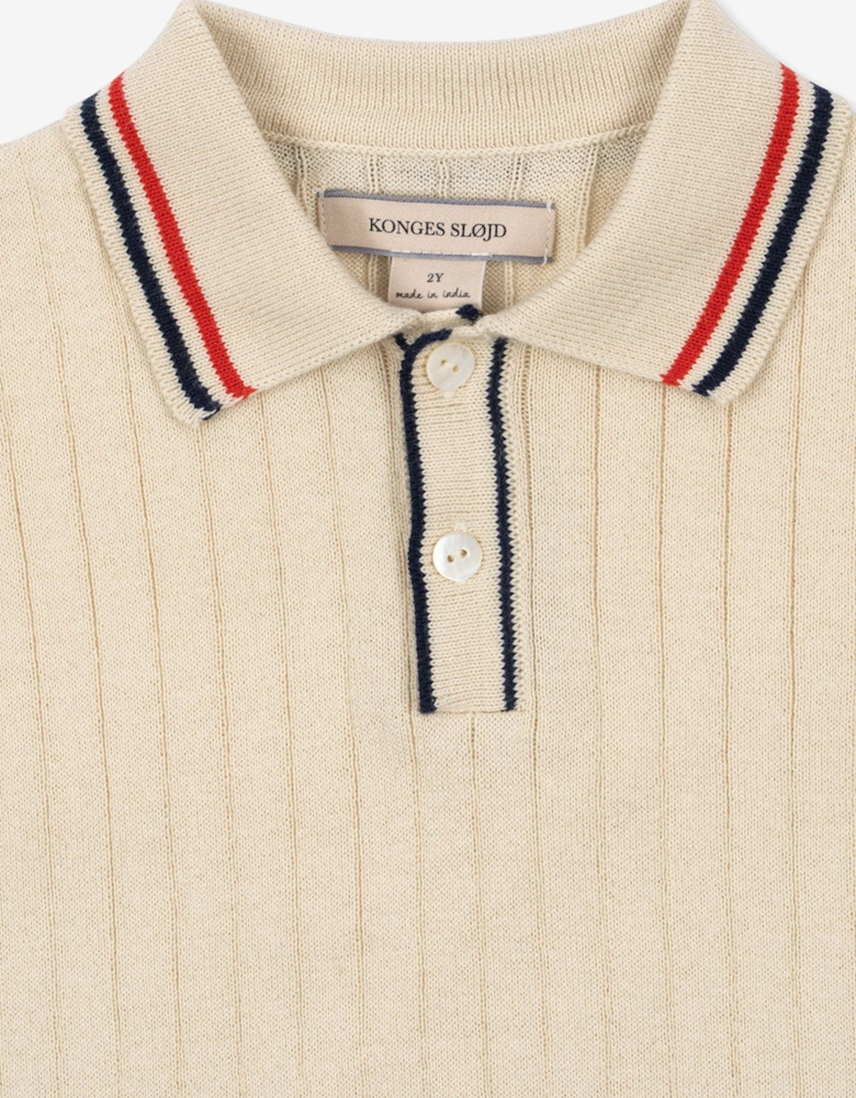 Konges Sløjd Boys Mio Knit Polo Shirt in Ivory