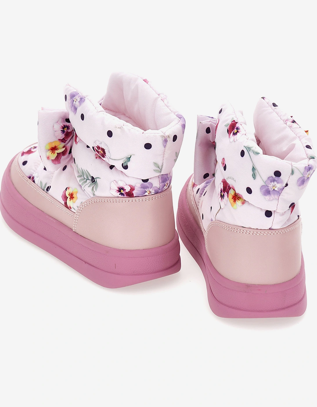 Monnalisa Girls Malva Flower Boots in Pink
