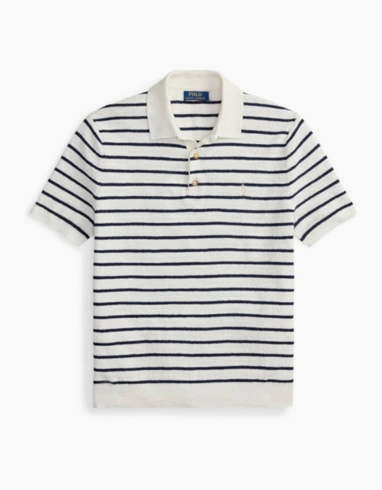 Polo Ralph Lauren Stripe Knitted Polo 003 Deckwash White