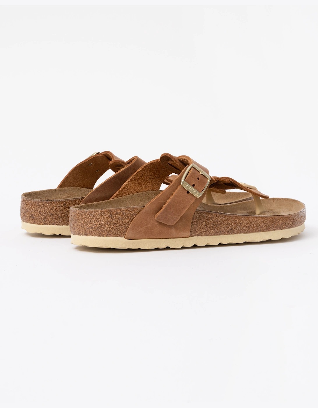 Birkenstock Gizeh Braided Natural Oiled Leather Womens Sandals - Cognac