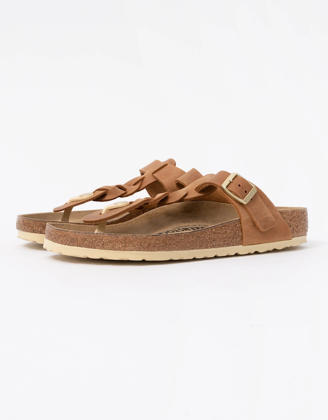 Birkenstock Gizeh Braided Natural Oiled Leather Womens Sandals - Cognac