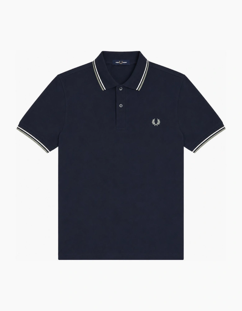 Fred Perry Twin Tipped Polo Shirt Dark Airforce/Ecru/Seagrass