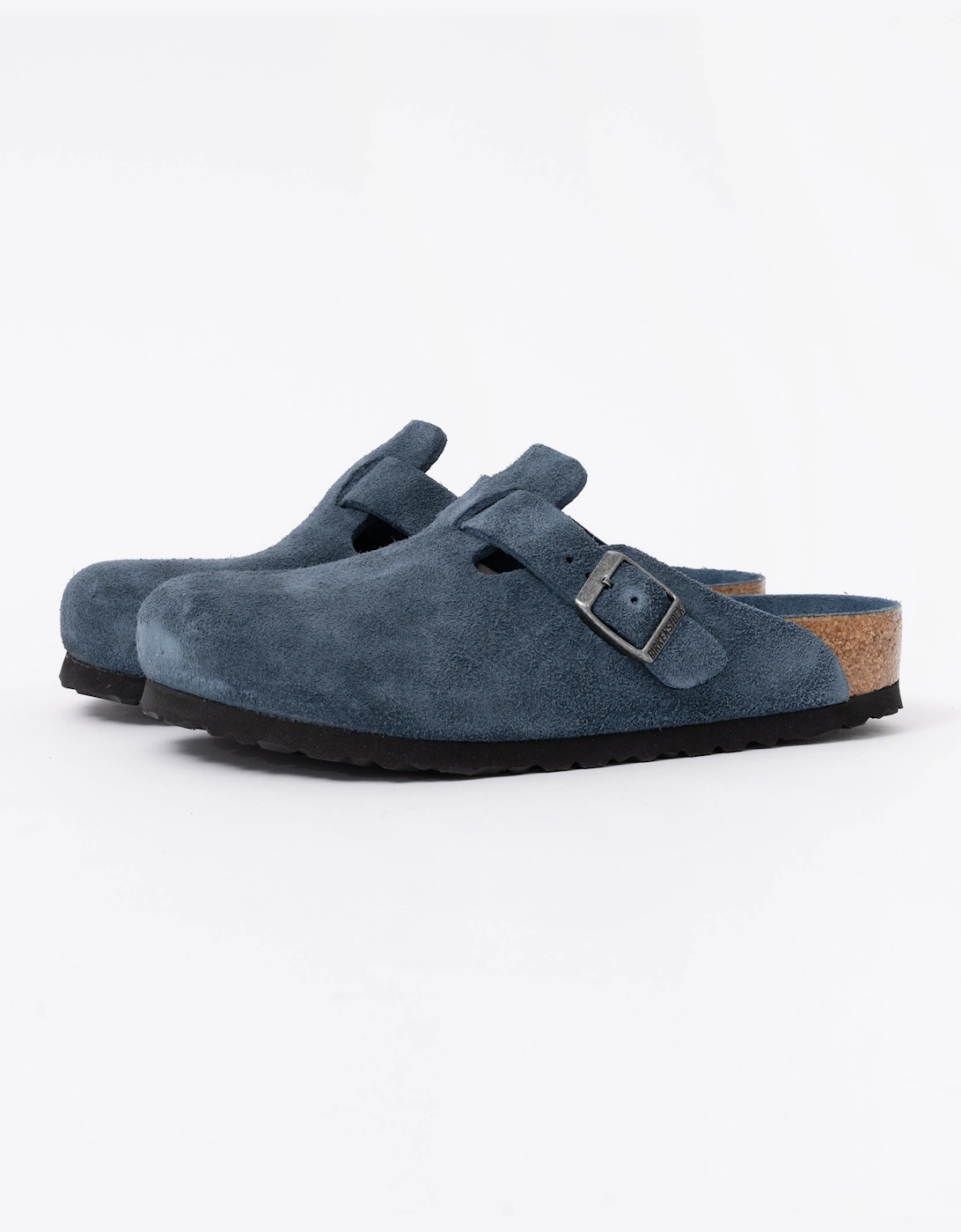 Birkenstock Boston Soft Footbed Unisex Suede Clogs - New Navy Tonal FB