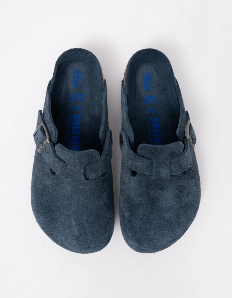Birkenstock Boston Soft Footbed Unisex Suede Clogs - New Navy Tonal FB