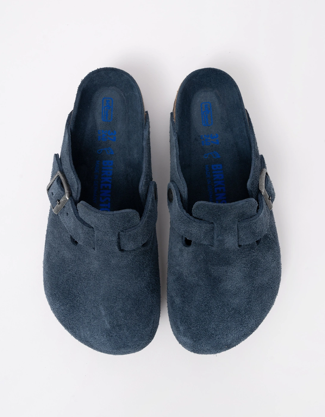 Birkenstock Boston Soft Footbed Unisex Suede Clogs - New Navy Tonal FB