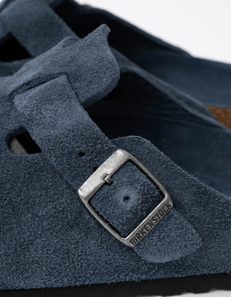 Birkenstock Boston Soft Footbed Unisex Suede Clogs - New Navy Tonal FB