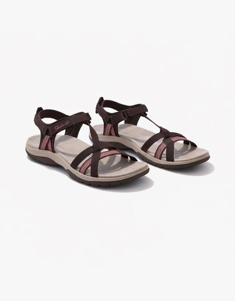 Skechers REGGAE SLIM - SUN ARRAY Womens Cross Strap Sandals Chocolate