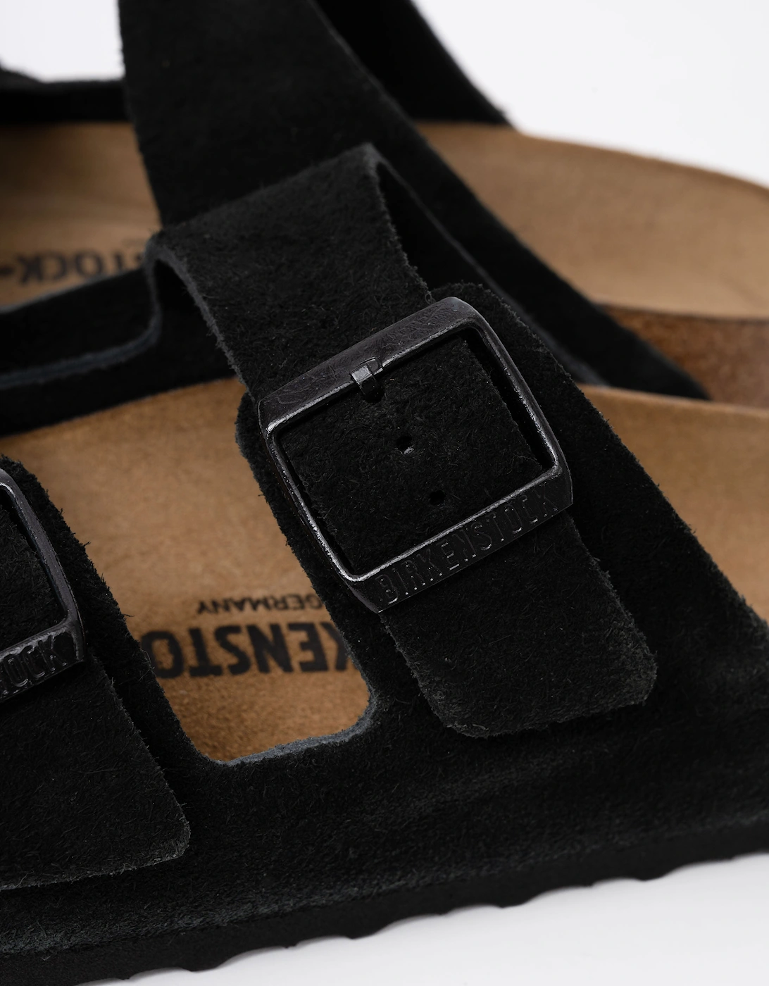 Birkenstock Arizona Suede Leather Womens Sandals - Black