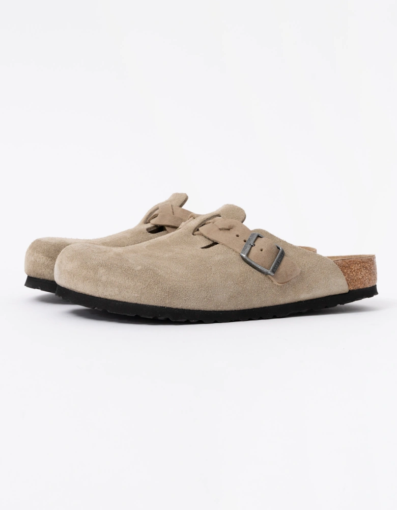 Birkenstock Boston Braided Suede Leather Womens Clogs - Taupe