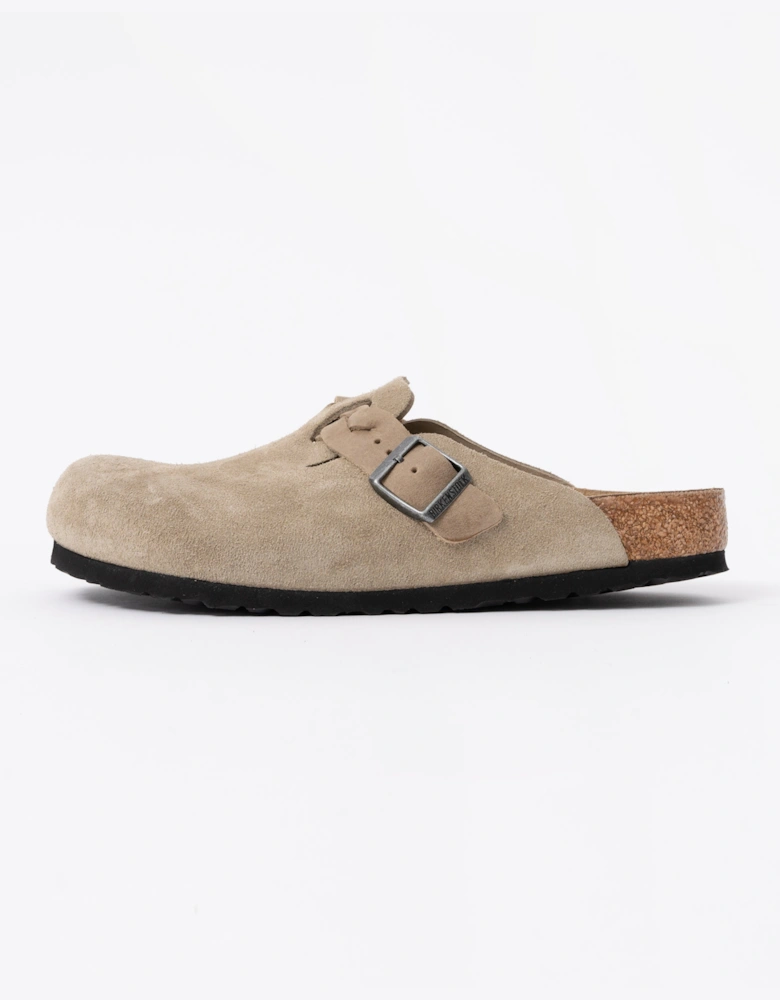 Birkenstock Boston Braided Suede Leather Womens Clogs - Taupe