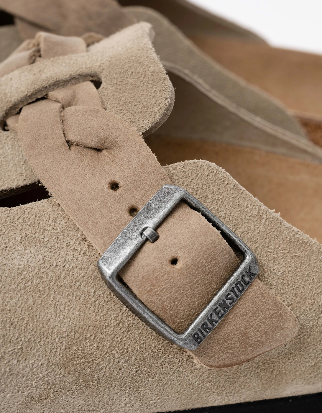 Birkenstock Boston Braided Suede Leather Womens Clogs - Taupe