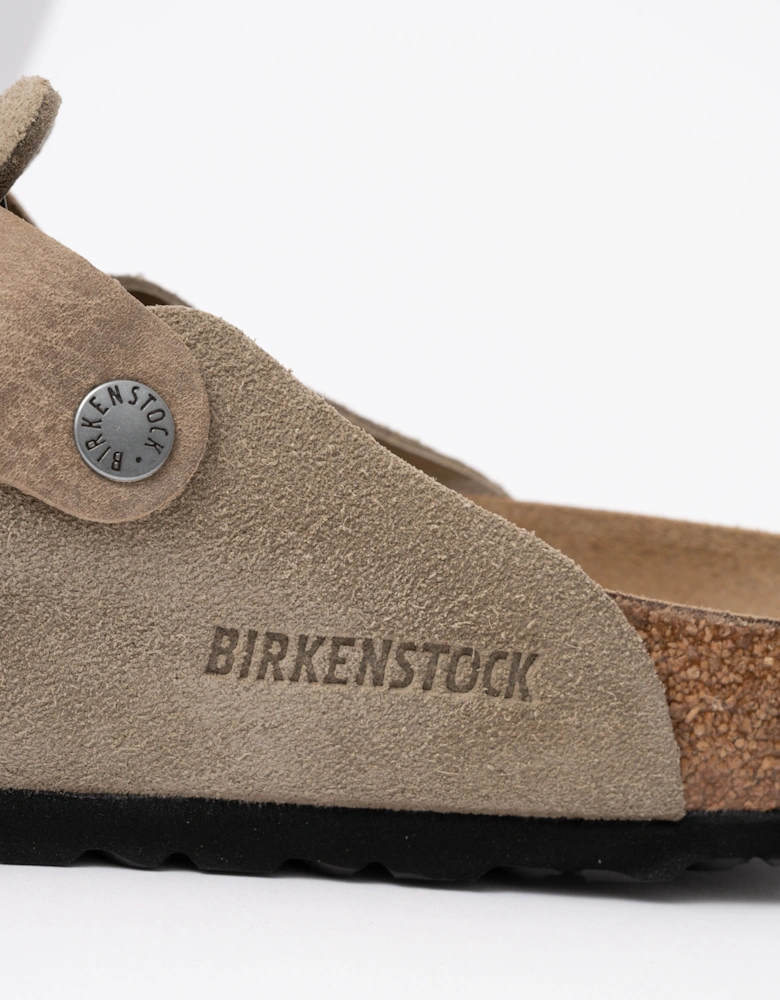 Birkenstock Boston Braided Suede Leather Womens Clogs - Taupe
