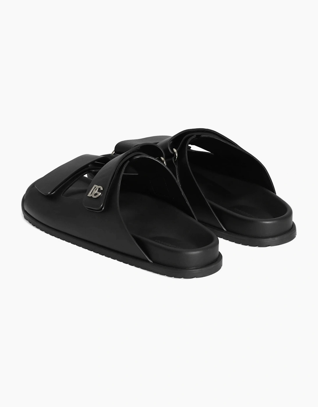 Branded Leather Sandals Black