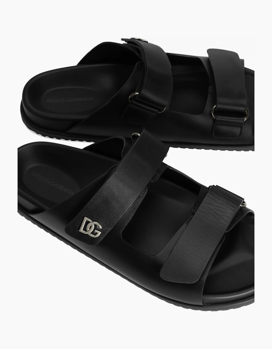 Branded Leather Sandals Black