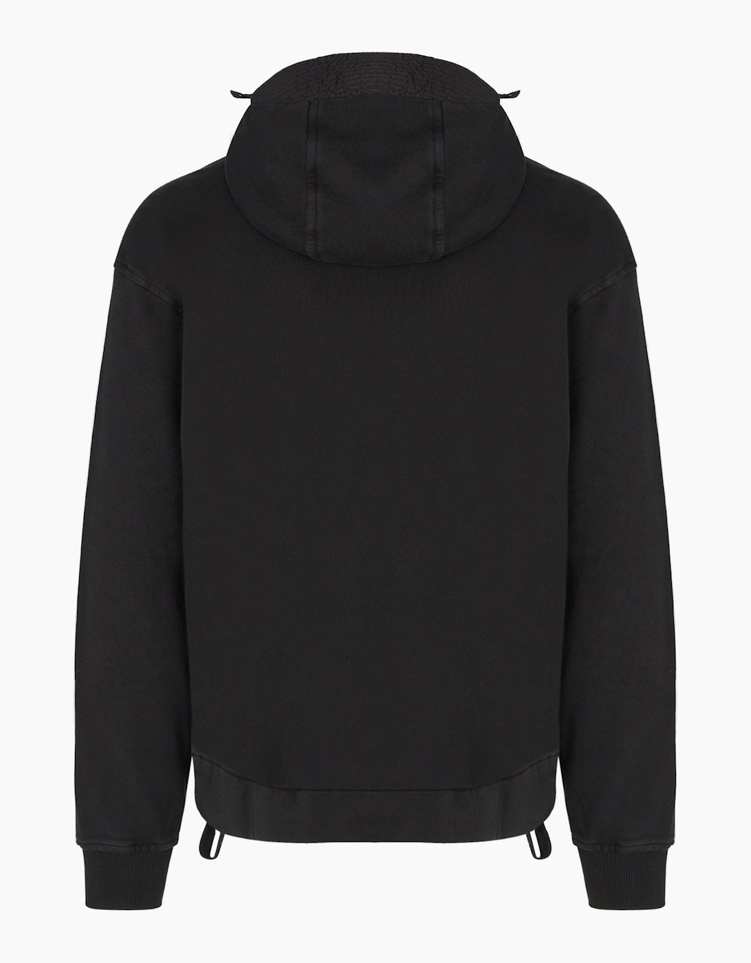 Diagonal Raised Boxy Hooded Top Black