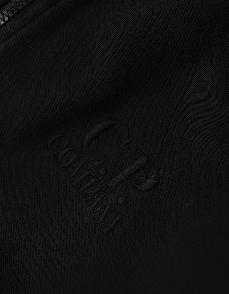 Diagonal Raised Boxy Hooded Top Black
