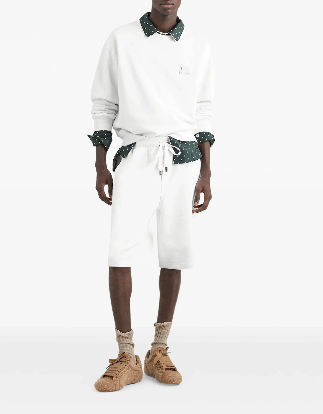Plaque Cotton Sweatshirt White