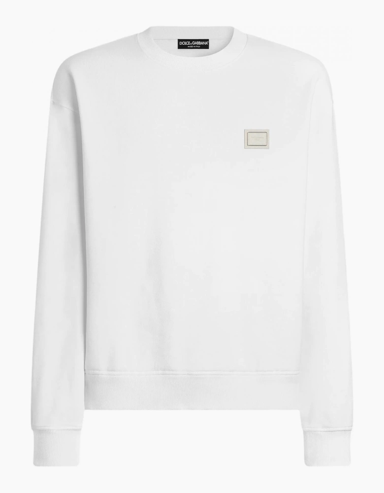 Plaque Cotton Sweatshirt White