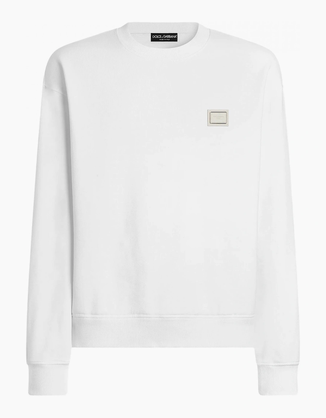 Plaque Cotton Sweatshirt White