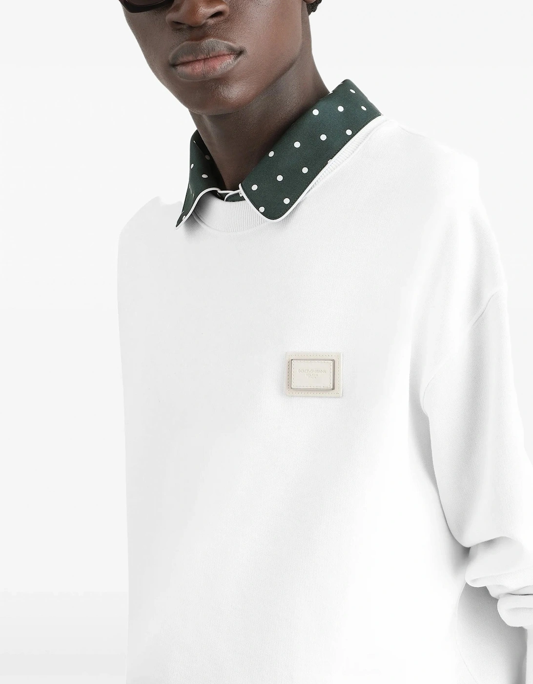 Plaque Cotton Sweatshirt White