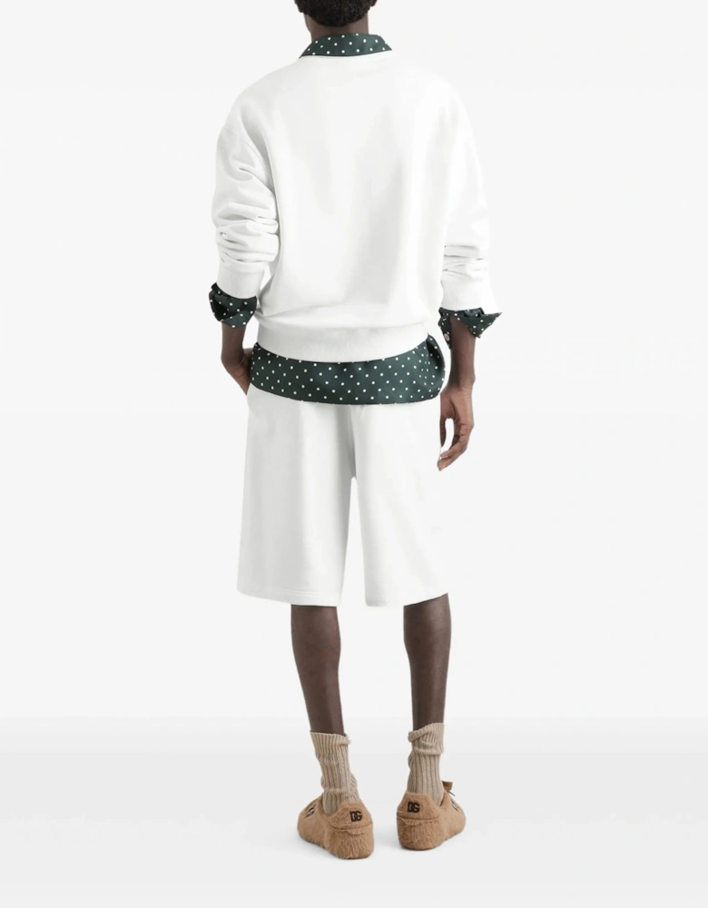 Plaque Cotton Sweatshirt White