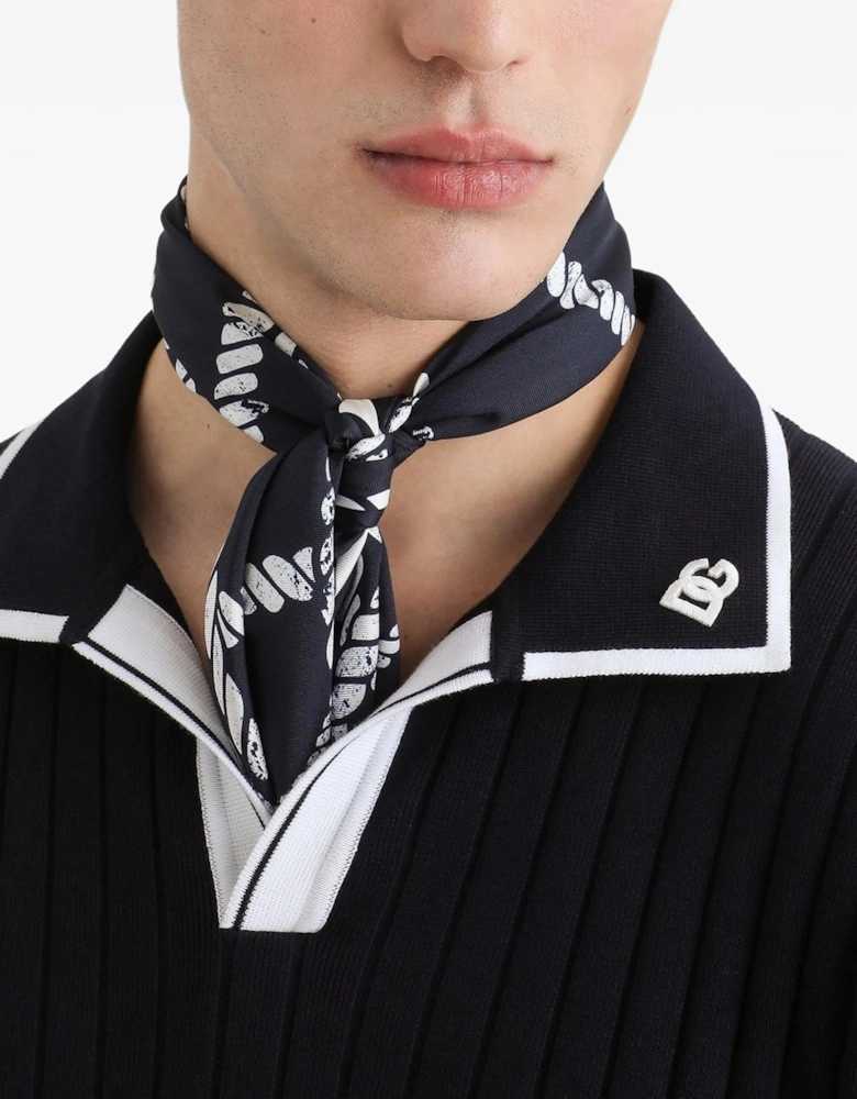 Knitted Trim Polo Navy