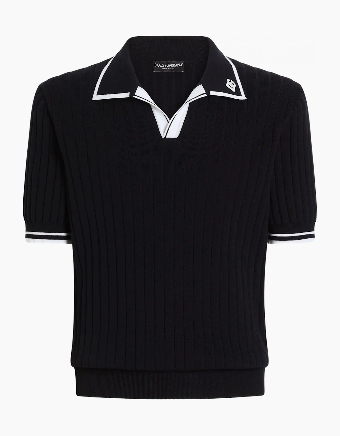 Knitted Trim Polo Navy