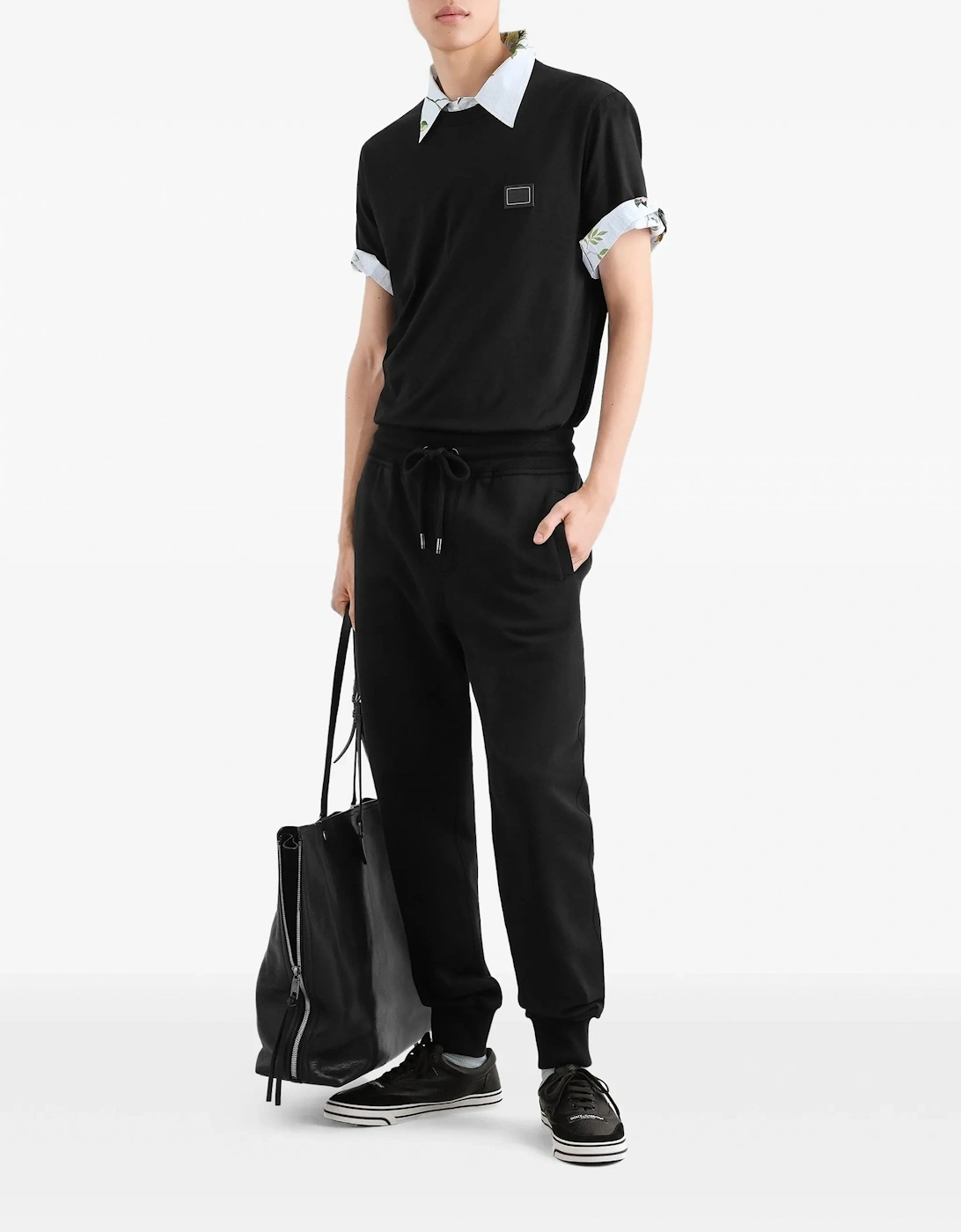 Plaque Cotton T-Shirt Black