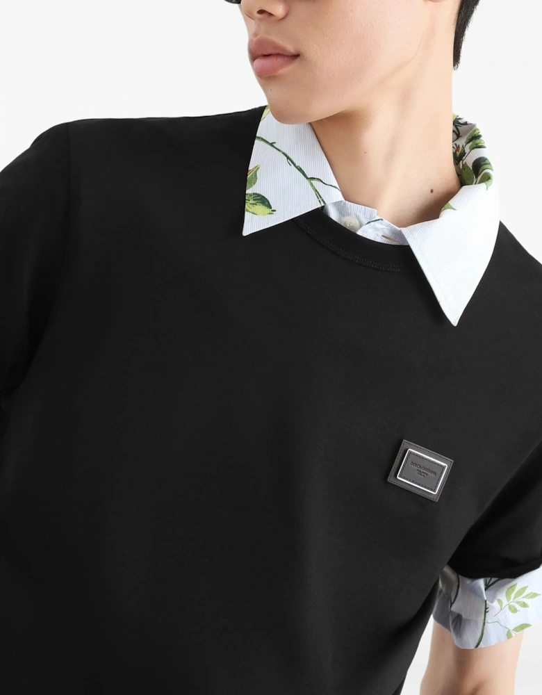 Plaque Cotton T-Shirt Black
