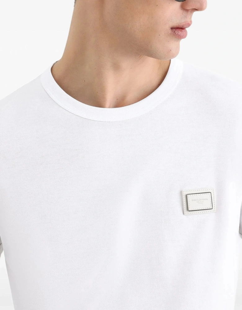 Plaque Cotton T-Shirt White