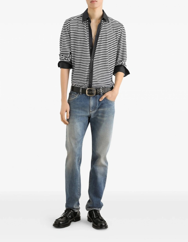 Plaque Denim Jeans Blue