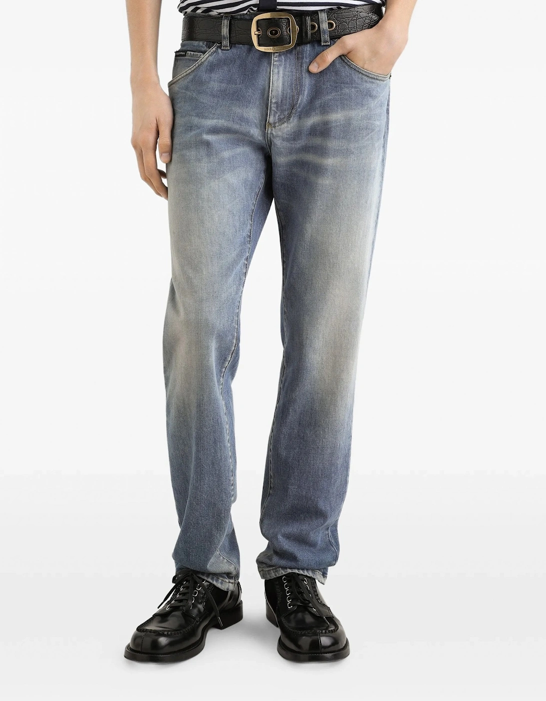 Plaque Denim Jeans Blue