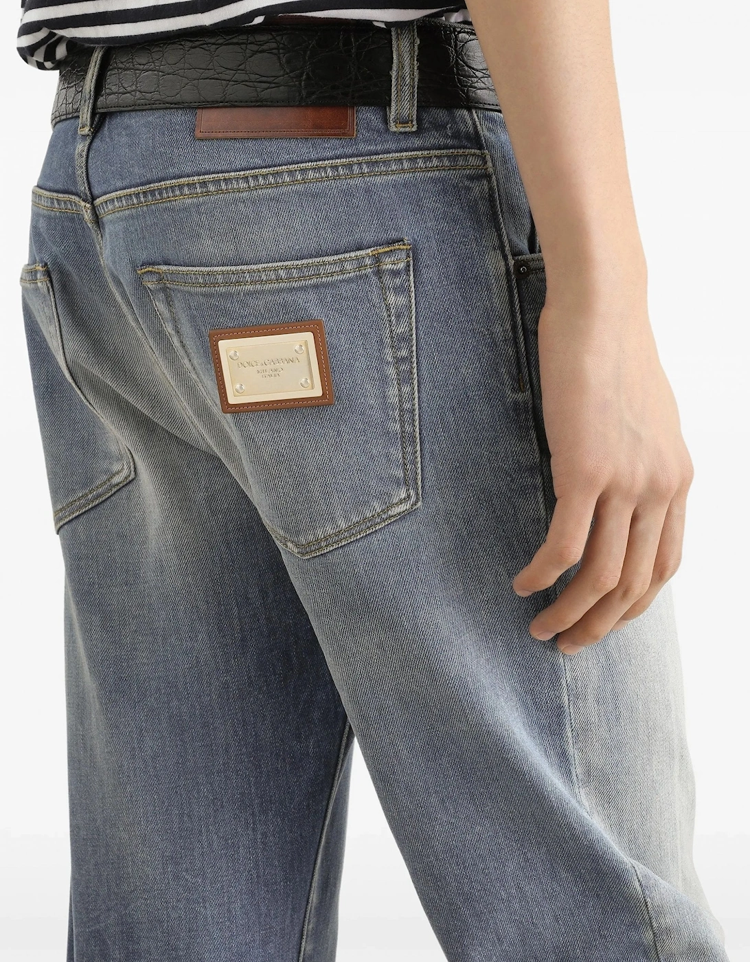 Plaque Denim Jeans Blue